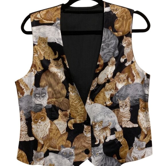 Novelty Unisex Crazy Cat Lady Vest Button-up Multi-Breed Size Color Grumpy 2XL - Picture 2 of 5